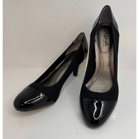 Life Stride Soft System Parigi Pumps 8.5 M Black Patent/Microsuede Comfort Heel - Picture 3 of 10